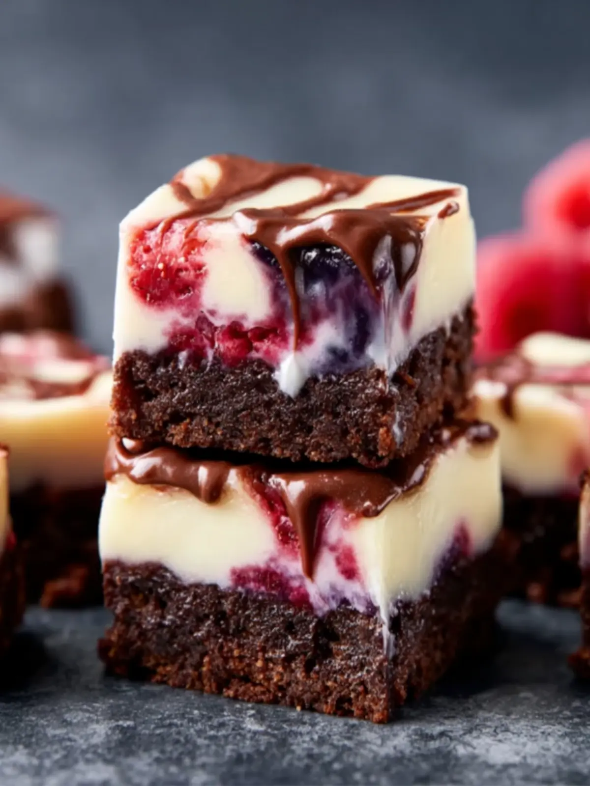 Creamy Raspberry Cheesecake Brownies First Image