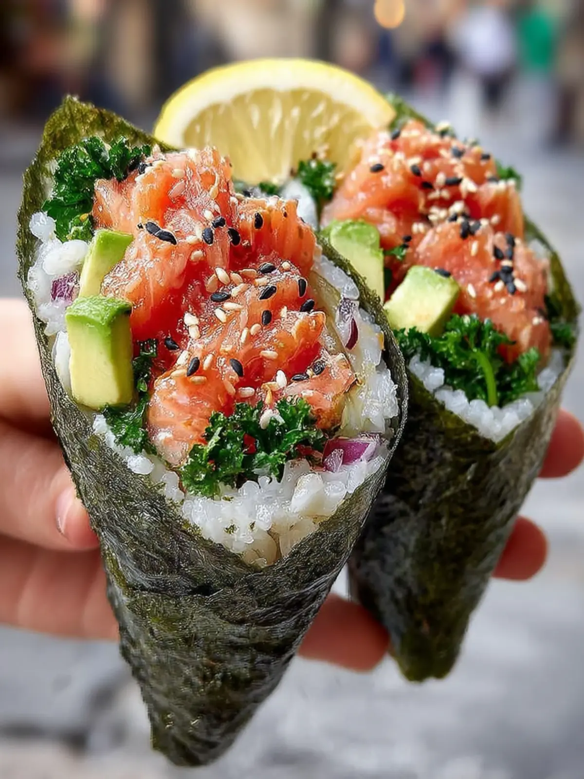 Fresh Salmon Sushi Hand Rolls First Image