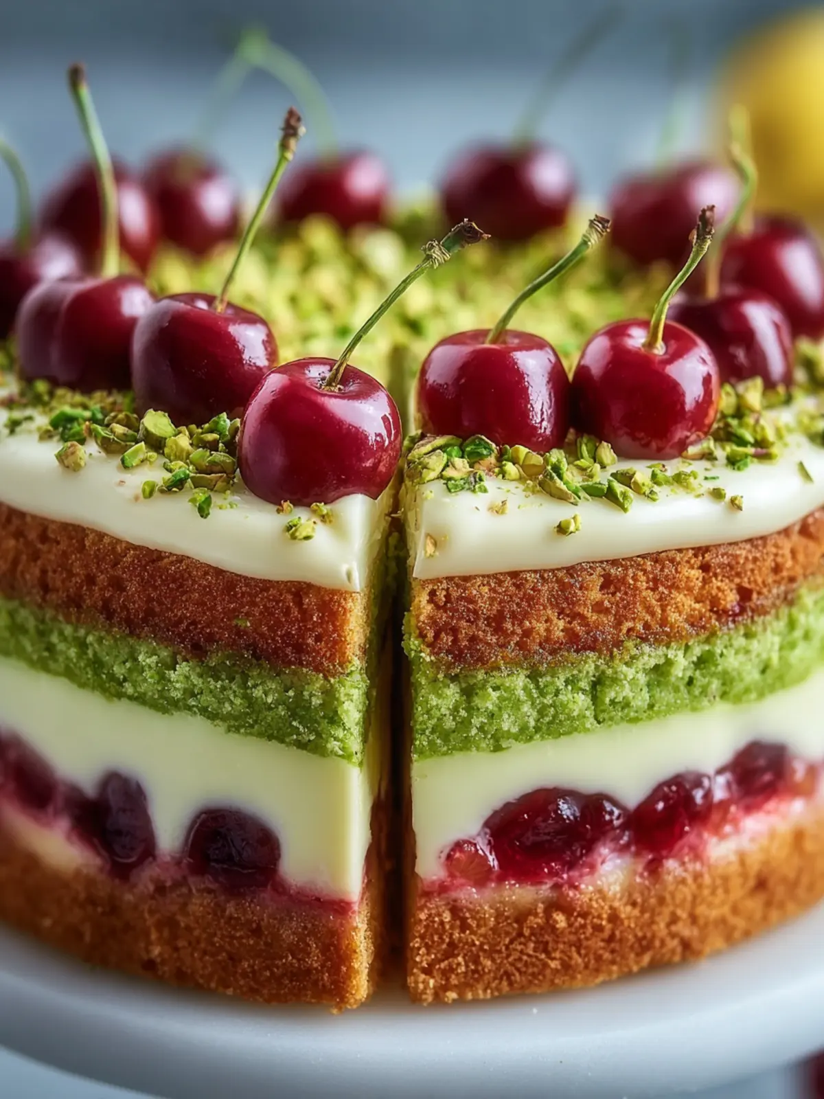 Pistachio Cherry Layer Cake First Image