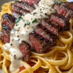 Creamy Steak Alfredo Pasta Dish First Image