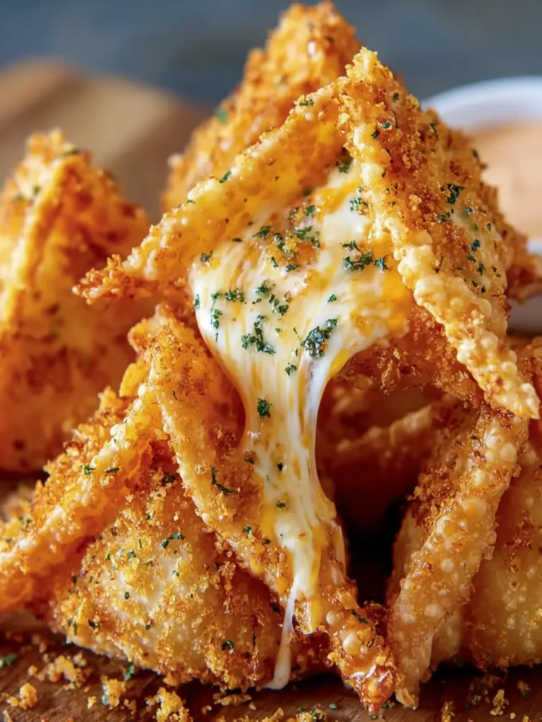 Cheesy Fried Wonton Triangles First Image
