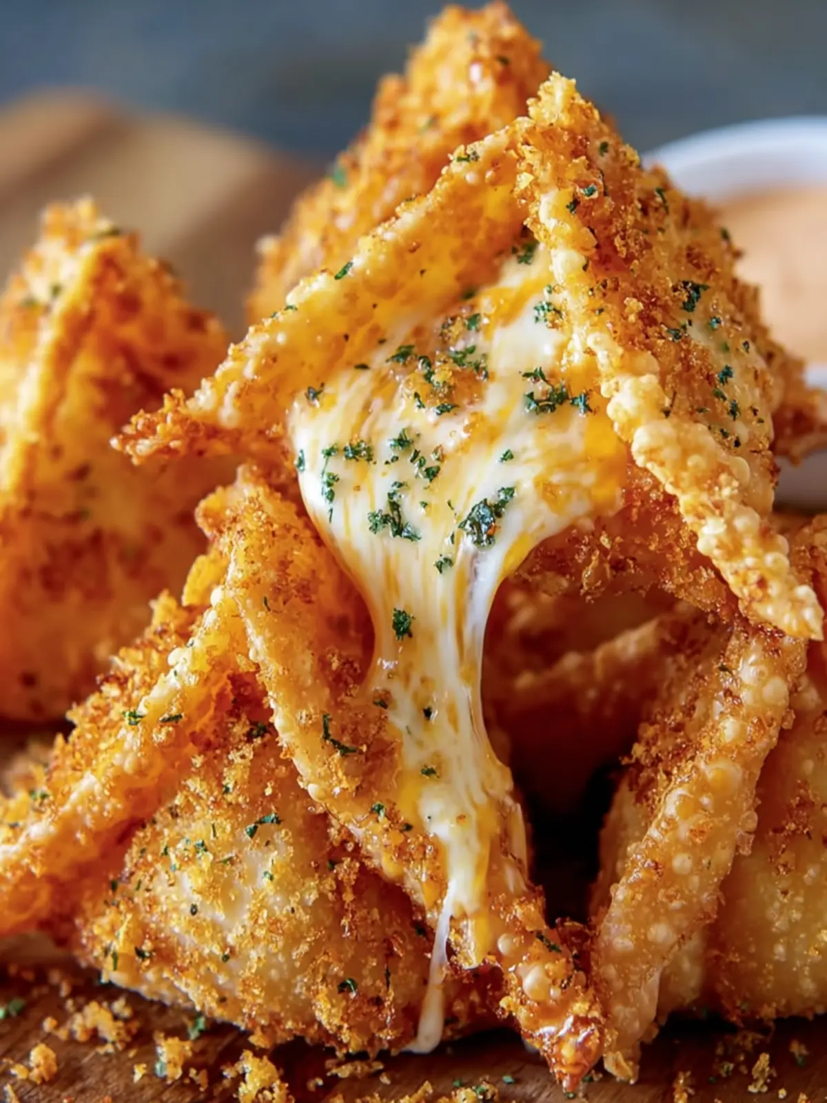 Cheesy Fried Wonton Triangles First Image