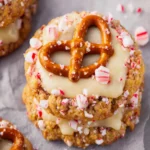 Gluten-Free White Chocolate Peppermint Pretzel Cookies First Image
