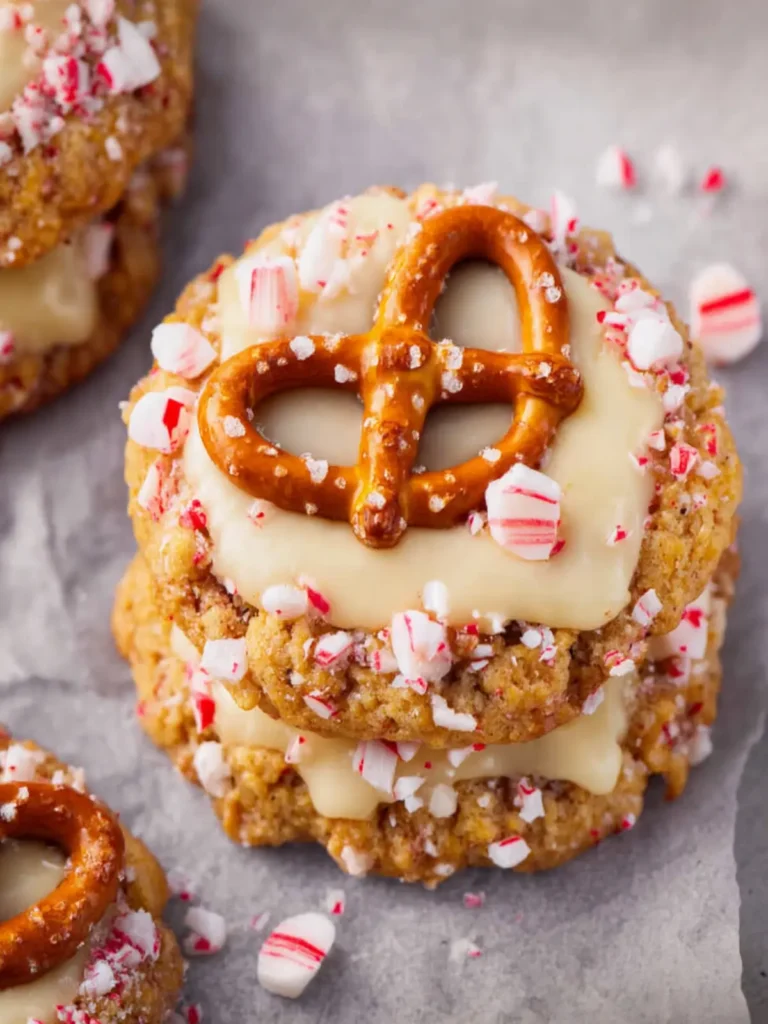 Gluten-Free White Chocolate Peppermint Pretzel Cookies First Image