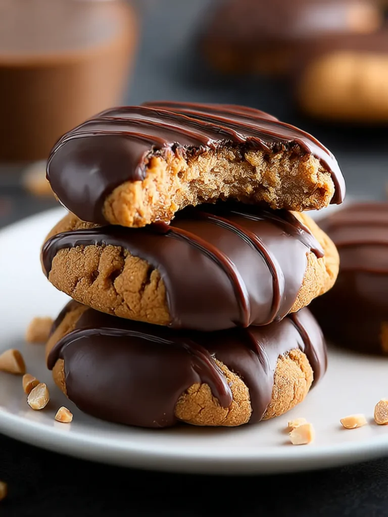 Chocolate Dipped Peanut Butter Cookies First Image
