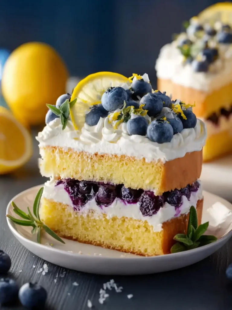 Lemon Blueberry Cake with Whipped Lemon Frosting First Image