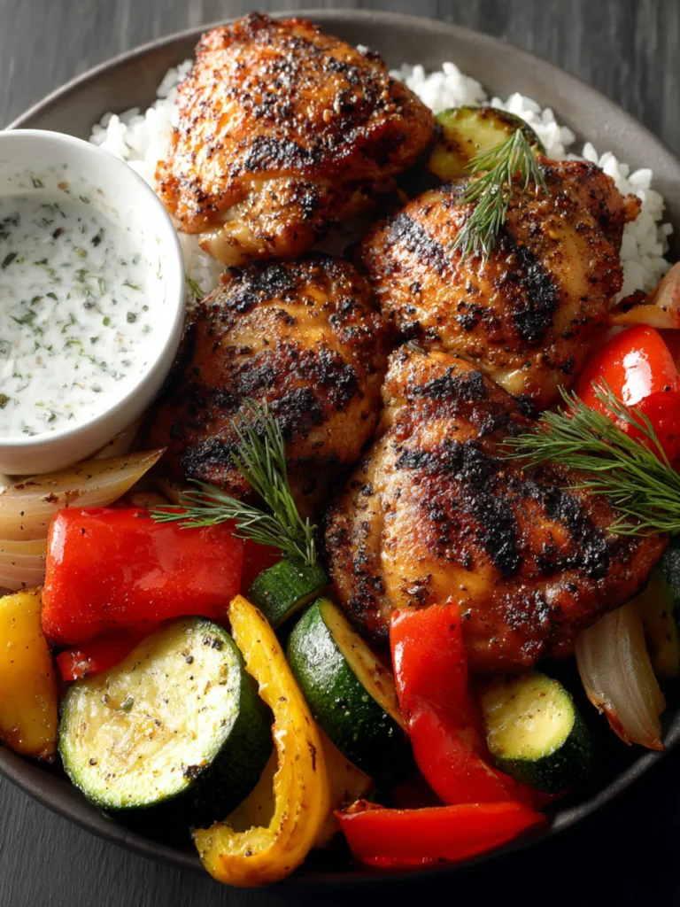 Traeger Grilled Chicken Thighs and Veggies First Image