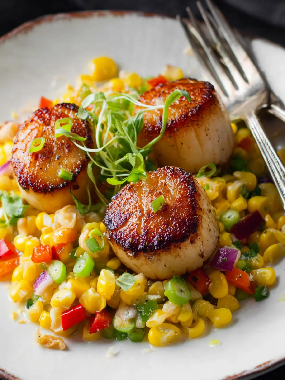 Seared Scallops on Corn Salad First Image