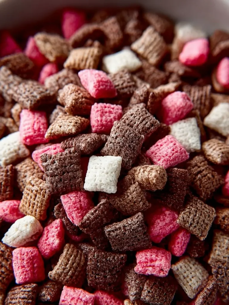 Sweet Easy Neapolitan Puppy Chow Snack Mix First Image