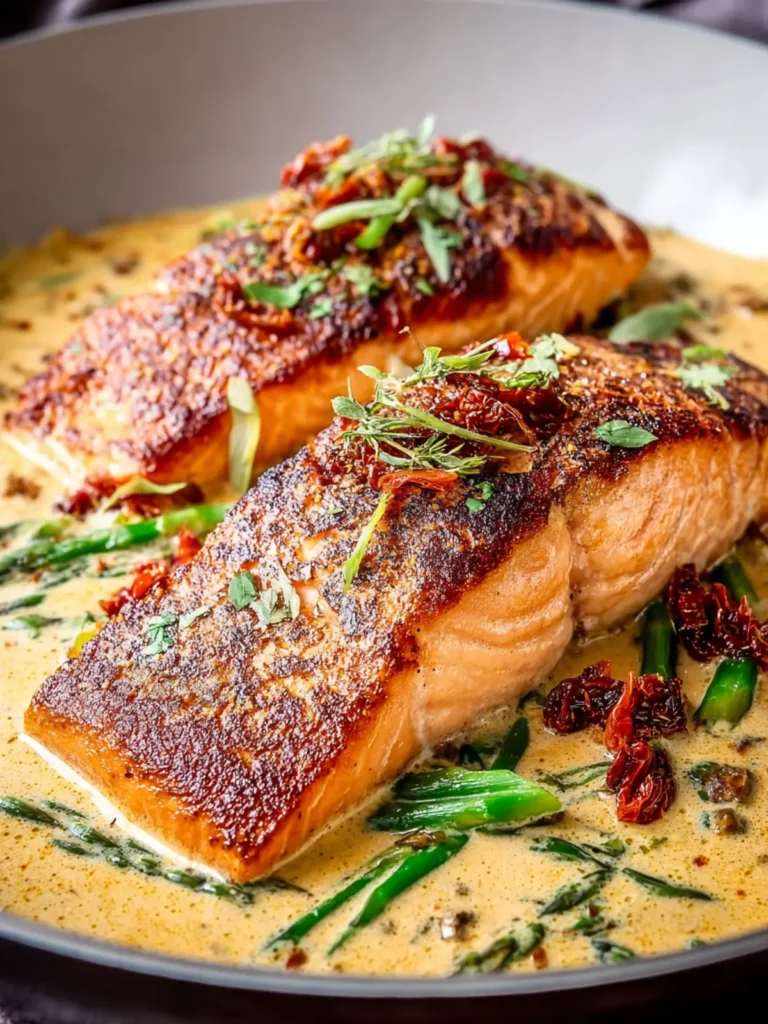 Irresistible Pan Seared Salmon with Sun-Dried Tomato Cream First Image