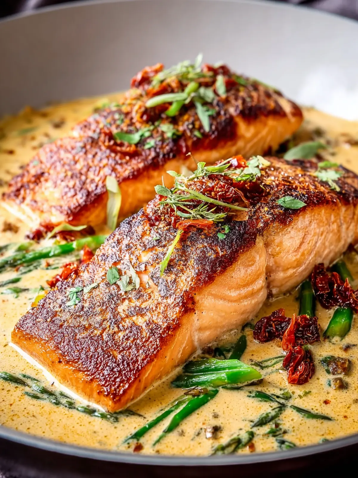 Irresistible Pan Seared Salmon with Sun-Dried Tomato Cream First Image