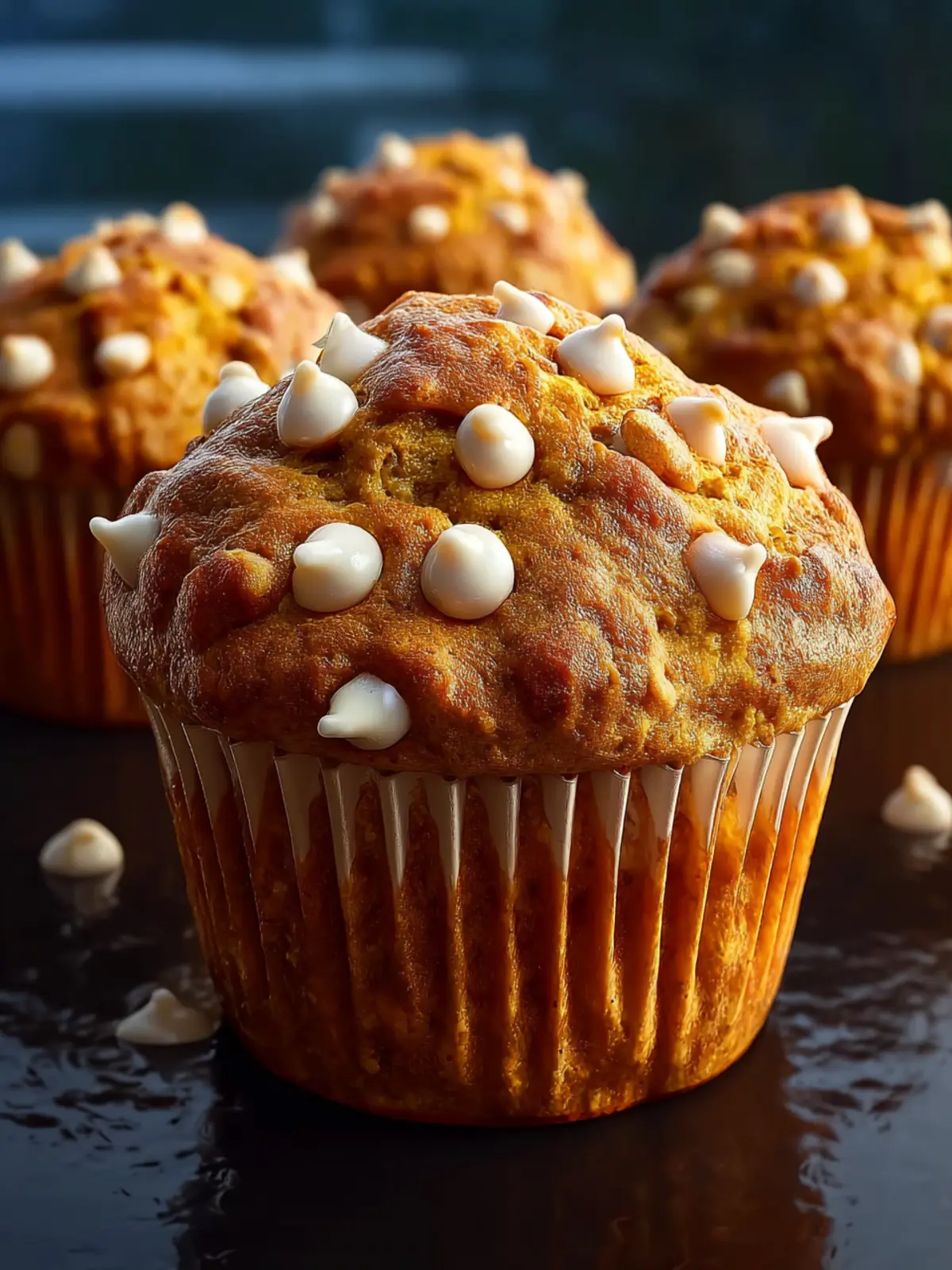 Moist Pumpkin White Chocolate Chip Muffins First Image