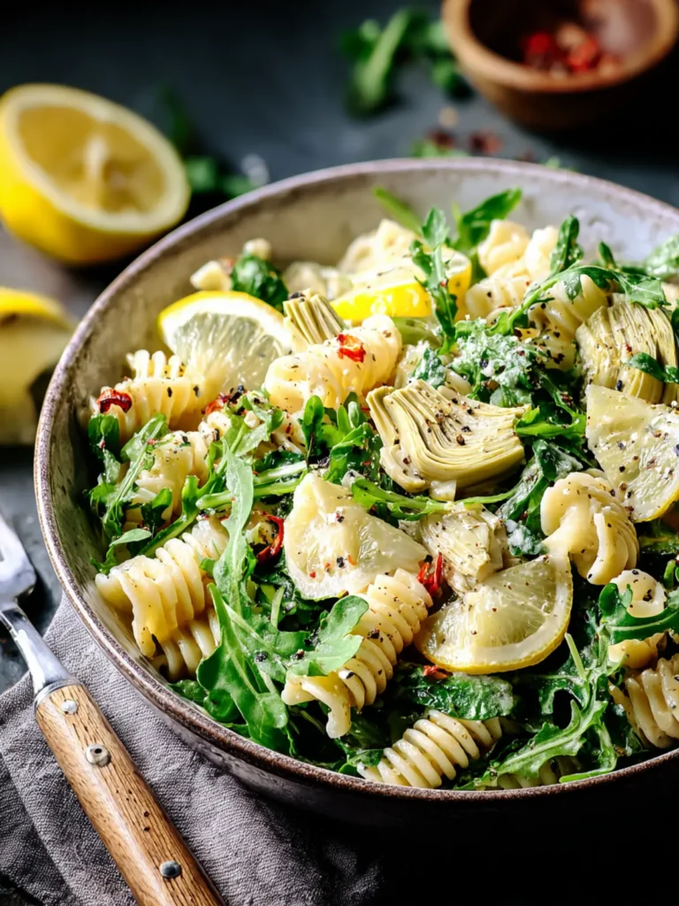 Refreshing Lemon Artichoke Arugula Pasta Salad Recipe First Image