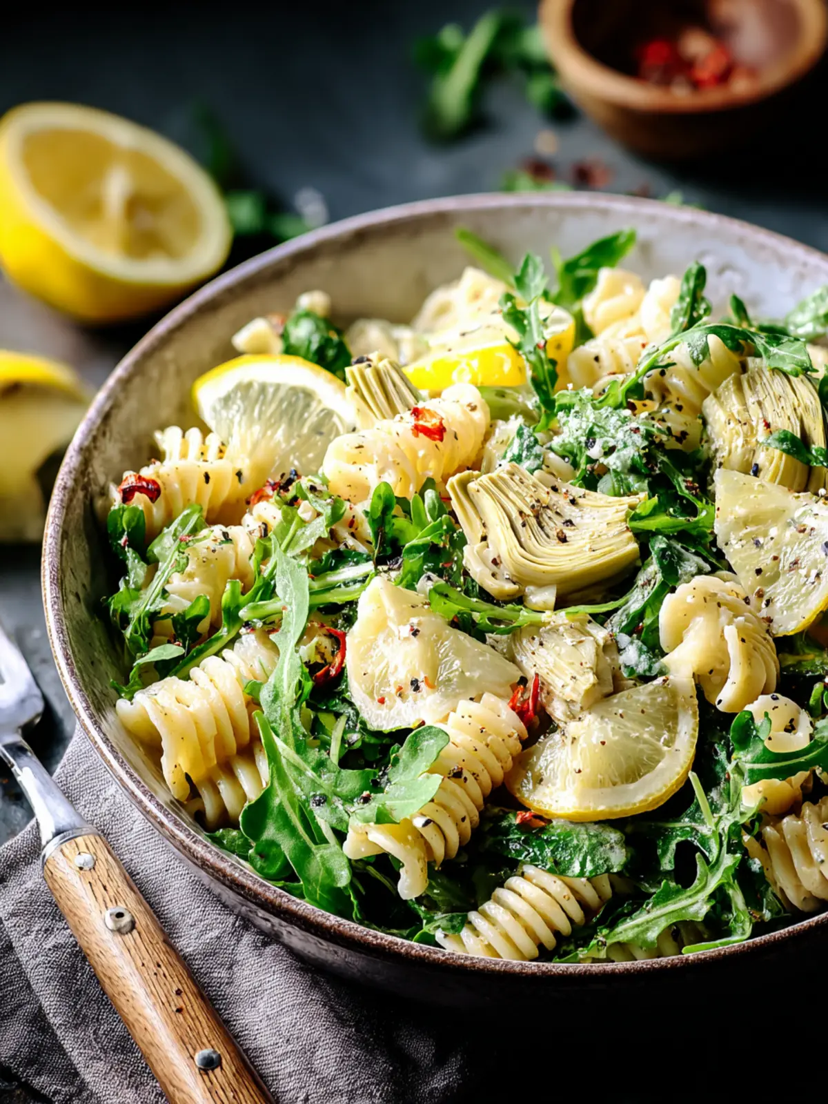 Refreshing Lemon Artichoke Arugula Pasta Salad Recipe First Image